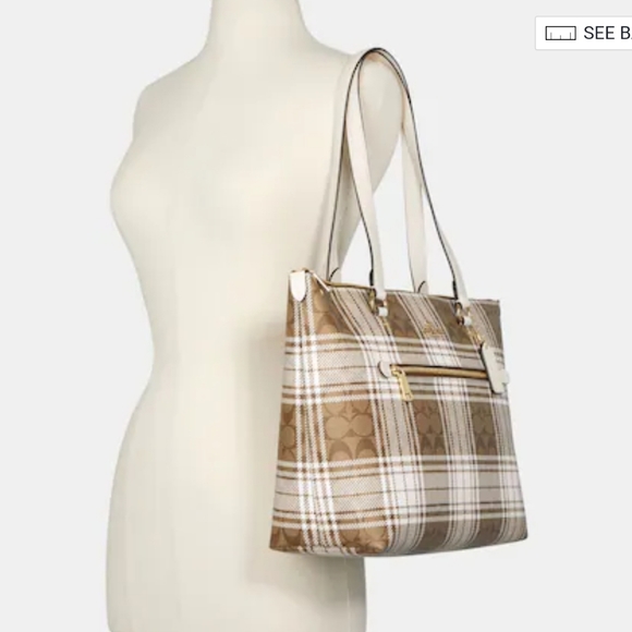 COACH GALLERY TOTE IN SIGNATURE CANVAS WITH HUNTING FISHING PLAID PRINT - Picture 5 of 8